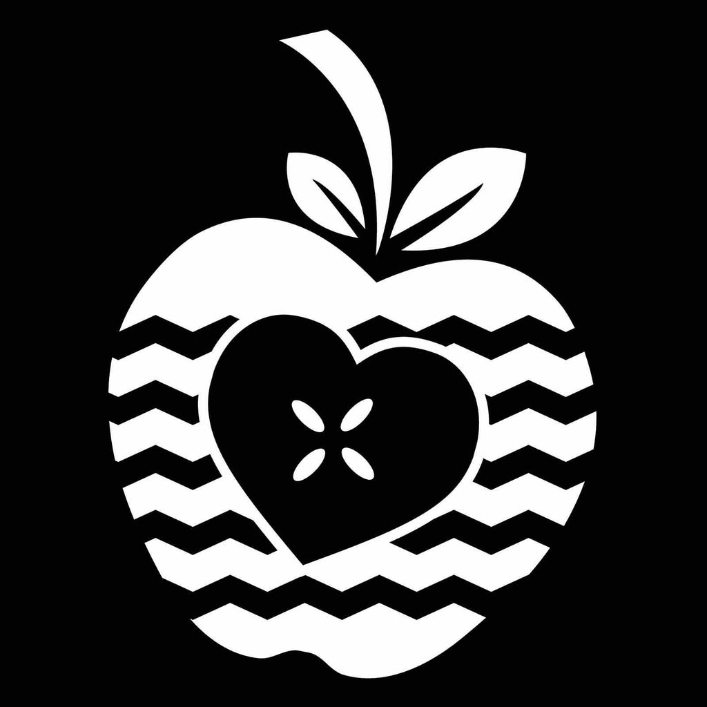 Vinyl Decal Sticker for Computer Wall Car Mac MacBook and More - Chevron Apple Heart Frame - Decal for Teachers, Students, Gifts, ipads, Tutors