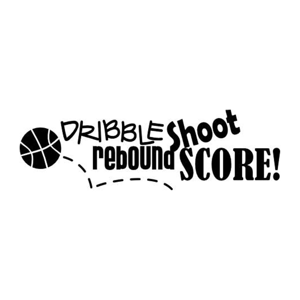 Vinyl Decal Sticker for Computer Wall Car Mac Macbook and More - Dribble Shoot Rebound Score - Basketball Decal