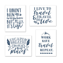 Load image into Gallery viewer, Blue Travel Adventure Motivational &amp; Inspirational Quotes Wall Art Prints Set - Ideal Gift For Family Room Kitchen Play Room Wall Décor Birthday Wedding Anniversary | Set of 4 - Unframed- 8x10 Photos