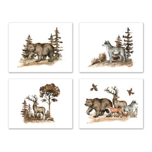 Load image into Gallery viewer, Bear Wolf Reindeer &amp; Forest Animal Wall Art Prints Set - Home Decor For Kids, Child, Children, Baby or Toddlers Room - Gift for Newborn Baby Shower | Set of 4 - Unframed- 8x10 Photos