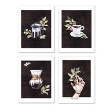 Load image into Gallery viewer, Coffee & Seed Foliage Kitchen Wall Art Prints Set - Ideal Gift For Family Room Kitchen Play Room Wall Décor Birthday Wedding Anniversary | Set of 4 - Unframed- 8x10 Photos