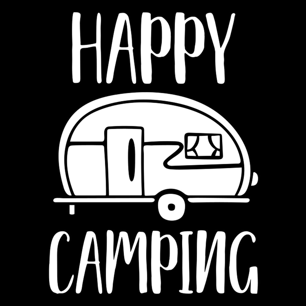 Happy Camping | 4" x 5.6" Vinyl Sticker | Peel and Stick Inspirational Motivational Quotes Stickers Gift | Decal for Outdoors/Nature Camping Lovers