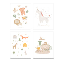 Load image into Gallery viewer, Nursery Wall Art Prints Set - Home Decor For Kids, Child, Children, Baby or Toddlers Room - Gift for Newborn Baby Shower | Set of 4 - Unframed- 8x10 Photos