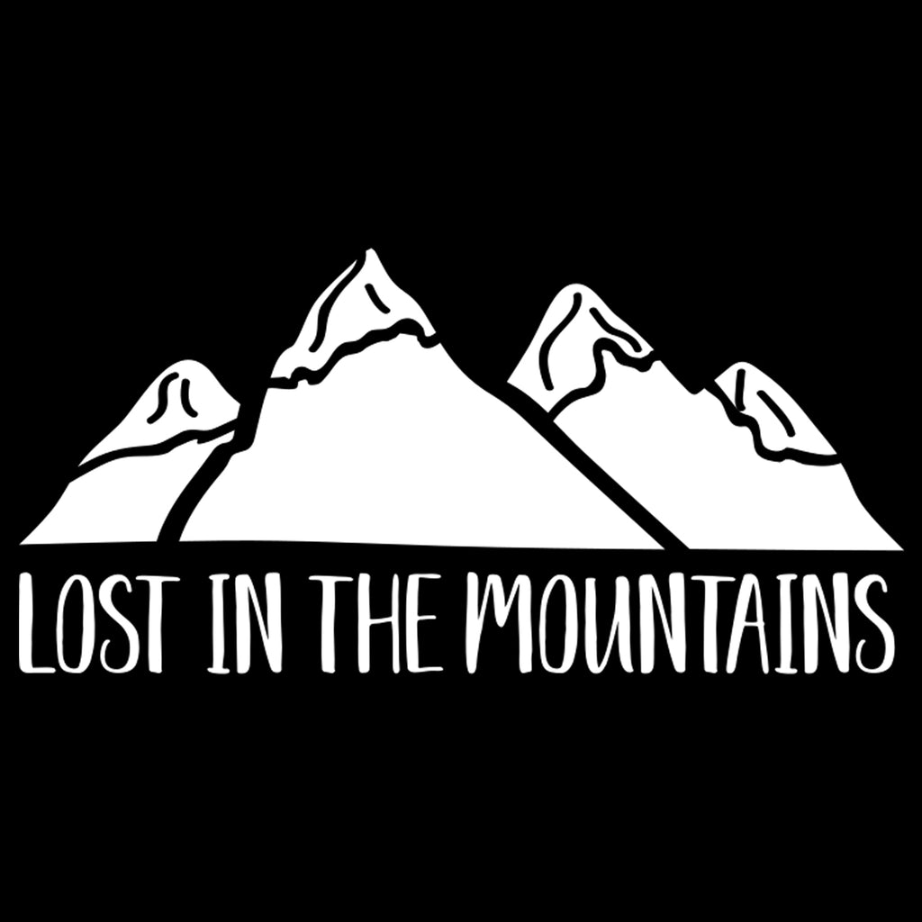 Lost in The Mountains | 8" x 3.8" Vinyl Sticker | Peel and Stick Inspirational Motivational Quotes Stickers Gift | Decal for Outdoors/Nature Mountains Lovers