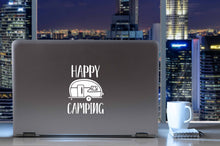 Load image into Gallery viewer, Happy Camping | 4" x 5.6" Vinyl Sticker | Peel and Stick Inspirational Motivational Quotes Stickers Gift | Decal for Outdoors/Nature Camping Lovers