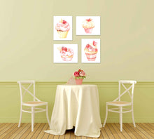 Load image into Gallery viewer, Sweet Cupcakes Cakes Wall Art Prints Set - Ideal Gift For Family Room Kitchen Play Room Wall Décor Birthday Wedding Anniversary | Set of 4 - Unframed- 8x10 Photos