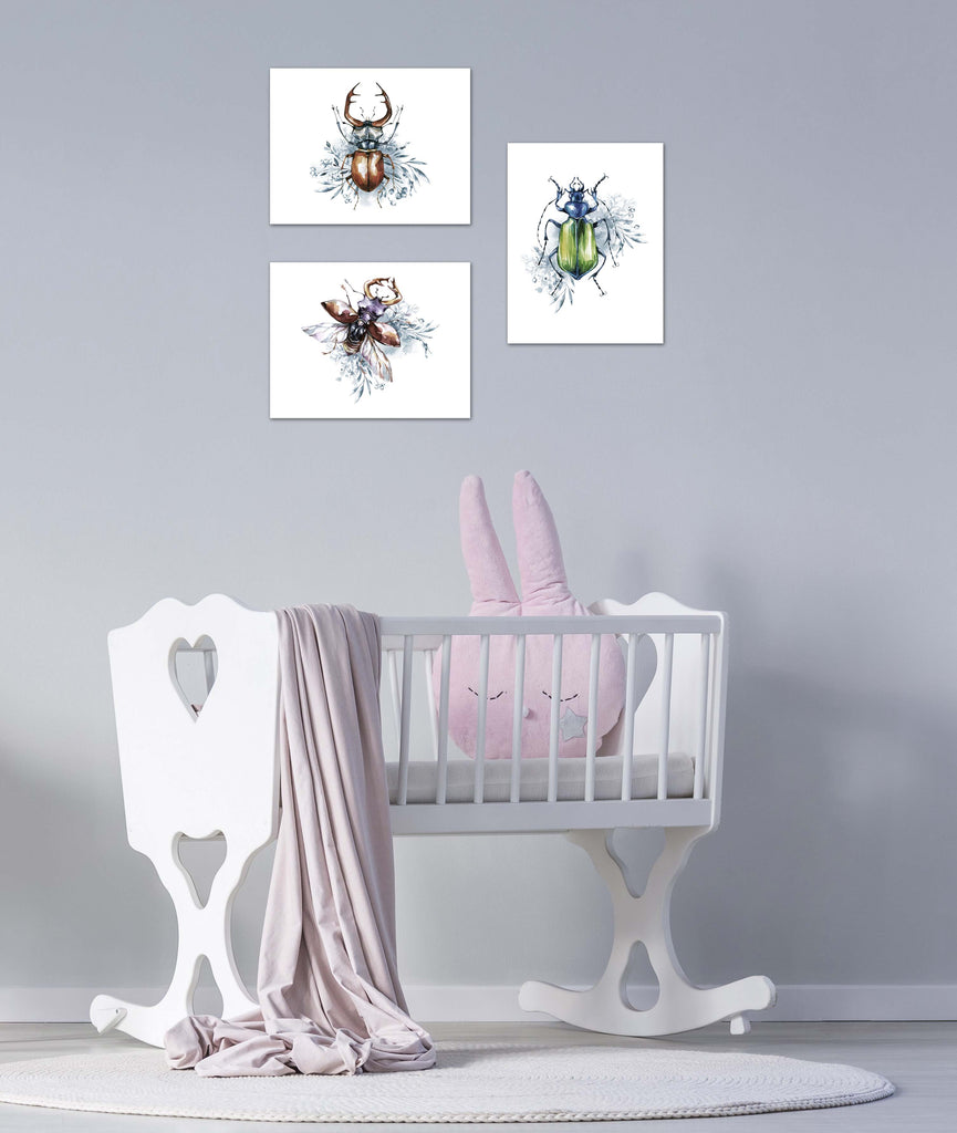Coleoptera Beetles Posters Wall Art Prints Set - Home Decor For Kids, Child, Children, Baby or Toddlers Room - Gift for Newborn Baby Shower | Set of 3 - Unframed- 8x10 Photos