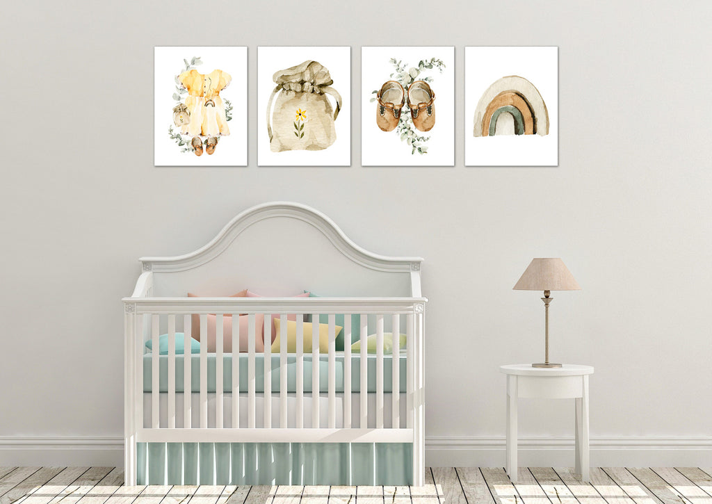 Frok Bag Sandle & Rainbow Boho Nursery Wall Art Prints Set - Home Decor For Kids, Child, Children, Baby or Toddlers Room - Gift for Newborn Baby Shower | Set of 4 - Unframed- 8x10 Photos