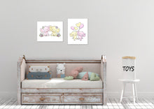 Load image into Gallery viewer, Elephant Twin Nursery Wall Art Prints Set - Home Decor For Kids, Child, Children, Baby or Toddlers Room - Gift for Newborn Baby Shower | Set of 3 - Unframed- 8x10 Photos
