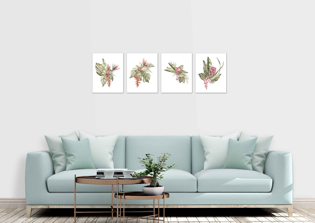 Botanical Plants Green, Red & Purple Foliage Wall Art Prints Set - Ideal Gift For Family Room Kitchen Play Room Wall Décor Birthday Wedding Anniversary | Set of 4 - Unframed- 8x10 Photos