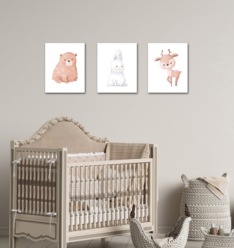 Nursery Animals Wall Art Prints Set - Home Decor For Kids, Child, Children, Baby or Toddlers Room - Gift for Newborn Baby Shower | Set of 3 - Unframed- 8x10 Photos