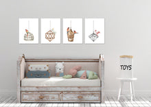Load image into Gallery viewer, Hanging Bird Cage Wall Art Prints Set - Ideal Gift For Family Room Kitchen Play Room Wall Décor Birthday Wedding Anniversary | Set of 4 - Unframed- 8x10 Photos