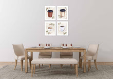 Load image into Gallery viewer, Dispossible Marble Coffee Cups With Seed Foliage Print Kitchen Wall Art Prints Set - Gift For Family Room Kitchen Play Room Wall Décor Birthday Wedding Anniversary | Set of 4 - Unframed- 8x10 Photos