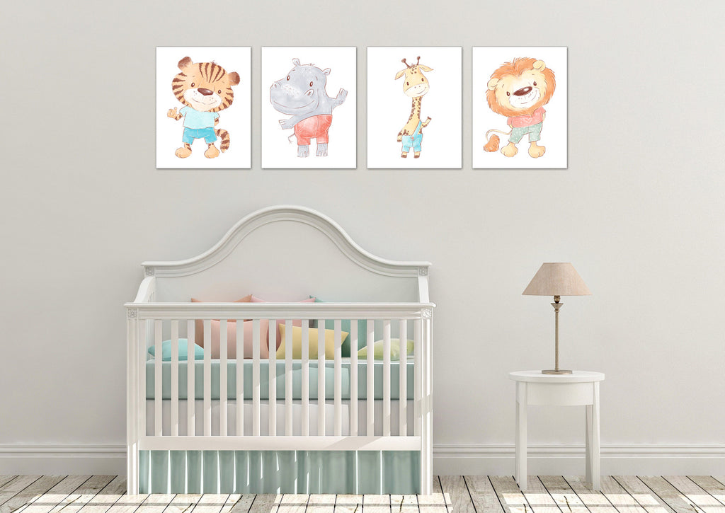 Beach Animal Nursery Wall Art Prints Set - Home Decor For Kids, Child, Children, Baby or Toddlers Room - Gift for Newborn Baby Shower | Set of 4 - Unframed- 8x10 Photos