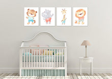Load image into Gallery viewer, Beach Animal Nursery Wall Art Prints Set - Home Decor For Kids, Child, Children, Baby or Toddlers Room - Gift for Newborn Baby Shower | Set of 4 - Unframed- 8x10 Photos