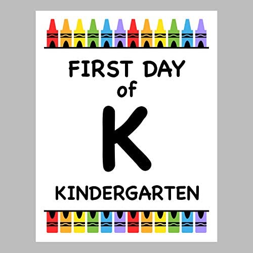 First Day of School Print, 8"x10" Set of 3 (4th Grade, 5th Grade, 6th Grade) Reusable Crayon Color Photo Prop for Kids Back to School Sign for Photos, Frame Not Included (8" x 10" Color, Set 3)