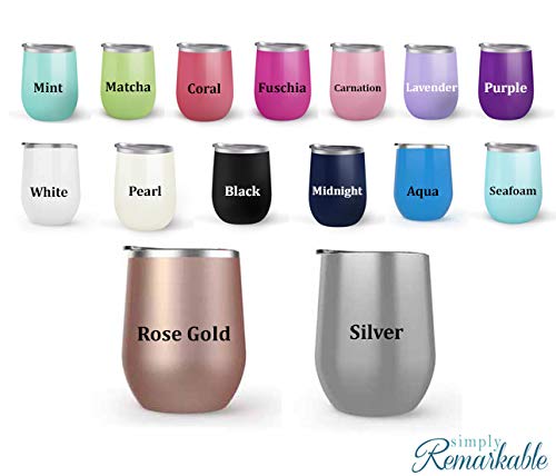Rose Gold Wine Tumbler - Insulated Stainless Steel Tumbler with Lid (12oz)