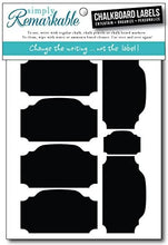 Load image into Gallery viewer, Reusable Chalk Labels - 18 Plaque Shape 3&quot; x 1.75&quot; Adhesive Chalkboard Stickers, Light Material with Removable Adhesive and Smooth Writing Surface. Can be Wiped Clean and Reused