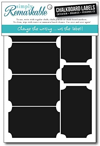 Reusable Chalk Labels - 12 Ticket Shape 3.25" x 1.75" Chalkboard Stickers Wipe Clean and Reuse, Organizing, Decorating, Crafts, Personalized Hostess Gifts, Wedding and Party Favors