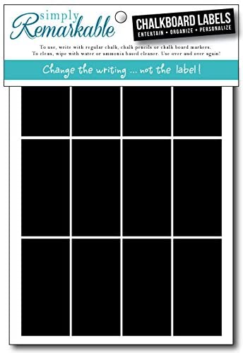 Reusable Chalk Labels - 40 Rectangle Shape 2" x 1" Chalkboard Stickers Wipe Clean and Reuse, for Organizing, Decorating, Crafts, Personalized Hostess Gifts, Wedding and Party Favors