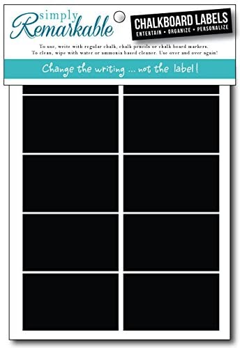 Reusable Chalk Labels - 36 Rectangle Shape 2.5" x 1.25" Adhesive Chalkboard Stickers, Light Material with Removable Adhesive and Smooth Writing Surface. Can be Wiped Clean and Reused
