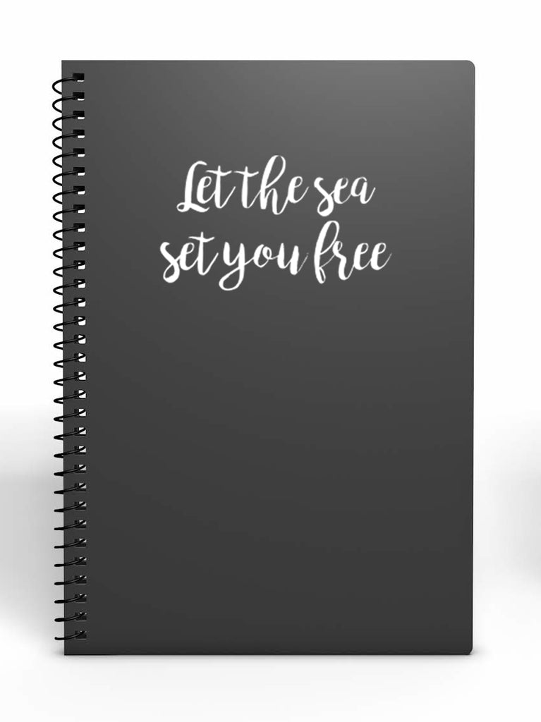 Let The Sea Set You Free | 7" x 4" Vinyl Sticker | Peel and Stick Inspirational Motivational Quotes Stickers Gift | Decal for Outdoors/Nature Water Lovers