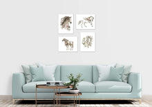 Load image into Gallery viewer, Abstract Horses Sketch Floral Wall Art Prints Set - Home Decor For Kids, Child, Children, Baby or Toddlers Room - Gift for Newborn Baby Shower | Set of 4 - Unframed- 8x10 Photos