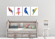 Load image into Gallery viewer, Colorful Macaws and Cockatoos Parrots Nursery Wall Art Prints Set - Home Decor For Kids, Child, Children, Baby or Toddlers Room - Gift for Newborn Baby Shower | Set of 4 - Unframed- 8x10 Photos