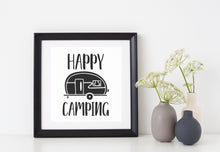 Load image into Gallery viewer, Happy Camping | 4" x 5.6" Vinyl Sticker | Peel and Stick Inspirational Motivational Quotes Stickers Gift | Decal for Outdoors/Nature Camping Lovers