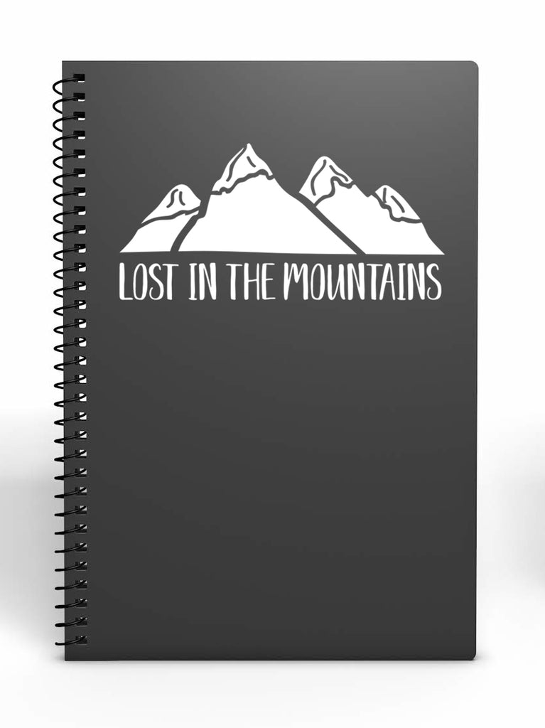 Lost in The Mountains | 8" x 3.8" Vinyl Sticker | Peel and Stick Inspirational Motivational Quotes Stickers Gift | Decal for Outdoors/Nature Mountains Lovers
