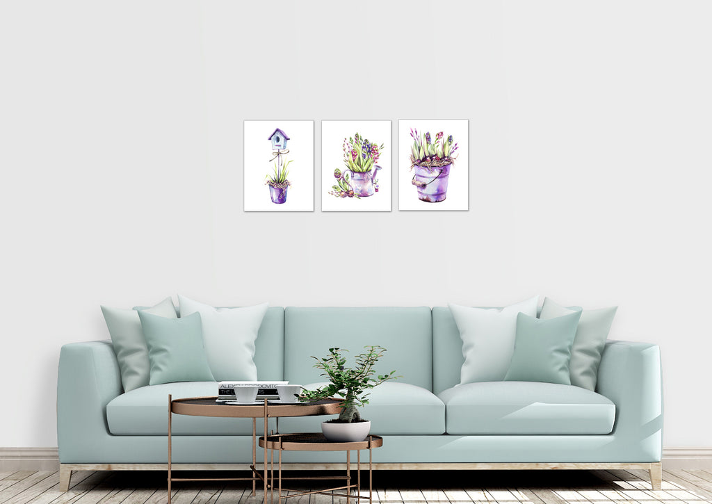 Colourful Summer Garden Design Wall Art Prints Set - Ideal Gift For Family Room Kitchen Play Room Wall Décor Birthday Wedding Anniversary | Set of 3 - Unframed- 8x10 Photos