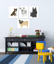 Load image into Gallery viewer, Adorable Puppies Dog Nursery Wall Art Prints Set - Home Decor For Kids, Child, Children, Baby or Toddlers Room - Gift for Newborn Baby Shower | Set of 4 - Unframed- 8x10 Photos