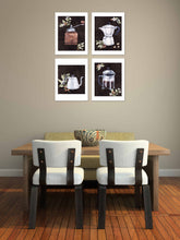 Load image into Gallery viewer, Coffee Maker & Seed Foliage Kitchen Wall Art Prints Set - Ideal Gift For Family Room Kitchen Play Room Wall Décor Birthday Wedding Anniversary | Set of 4 - Unframed- 8x10 Photos