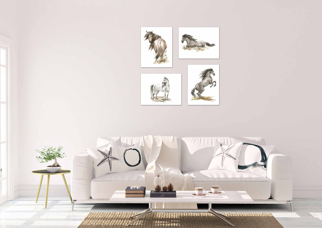 Motion Horses Running Sketch Nursery Wall Art Prints Set - Home Decor For Kids, Child, Children, Baby or Toddlers Room - Gift for Newborn Baby Shower | Set of 4 - Unframed- 8x10 Photos
