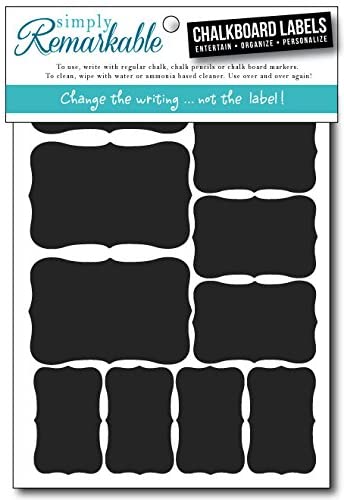 Chalkboard Labels - Rectangle Chalk Labels Removable, Rewriteable, Simply Remarkable! Organize, Personalize and Entertain Classic, Long Lasting Material. (Variety Fancy Rectangle)