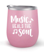 Load image into Gallery viewer, Music Heals The Soul - Choose your cup color &amp; create a personalized tumbler for Wine Water Coffee &amp; more! Premier Maars Brand 12oz insulated cup keeps drinks cold or hot Perfect gift