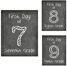 Load image into Gallery viewer, First Day of School Print, 8&quot;x10&quot;, Set of 3 (7th Grade, 8th Grade, 9th Grade) Reusable Photo Prop for Kids Back to School Sign for Photos, Frame Not Included (8&quot; x 10&quot; Chalk, Set 4)
