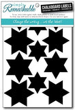 Reusable Chalk Labels - 32 Star Shape Adhesive Chalkboard Stickers, Light Material with Removable Adhesive and Smooth Writing Surface, 3 Sizes From 1