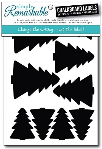 Reusable Chalk Labels - 32 Tree Shape Adhesive Chalkboard Stickers, Light Material with Removable Adhesive and Smooth Writing Surface, 3 Sizes From 1" to 2.5” - Can be Wiped Clean and Reused