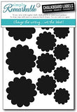 Reusable Chalk Labels - 33 Flower Shape Adhesive Chalkboard Stickers in 3 Sizes, Light Material with Removable Adhesive and Smooth Writing Surface. Can be Wiped Clean and Reused