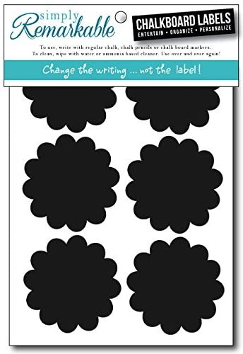 Reusable Chalk Labels - 12 Flower Shape 2.5" Chalkboard Stickers Wipe Clean and Reuse Organizing, Decorating, Crafts, Personalized Hostess Gifts, Wedding and Party Favors