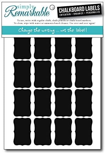Reusable Chalk Labels - 32 Small Fancy Rectangle 2" x 1.25" Dishwasher Safe - Wipe Clean and Reused, Organizing, Decorating, Crafts, Personalized Hostess Gifts, Wedding Party Favors