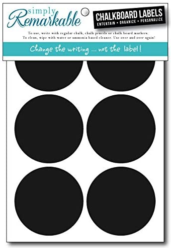 Reusable Chalk Labels - 18 Circle Shape 2.5" Adhesive Chalkboard Stickers, Light Material with Removable Adhesive and Smooth Writing Surface. Can be Wiped Clean and Reused,black,Large
