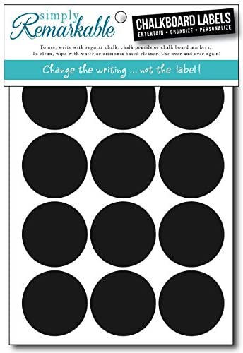 Reusable Chalk Labels - 24 Circle Shape 1.75" Chalk Stickers Wipe Clean and Reuse Organizing, Decorating, Crafts, Personalized Hostess Gifts, Wedding and Party Favors