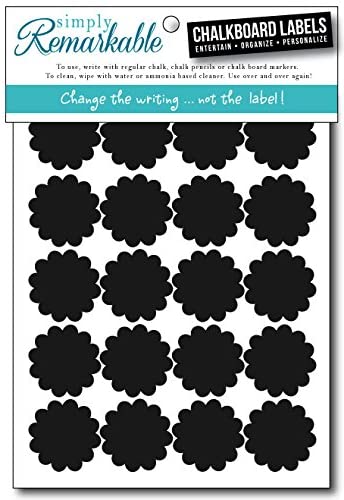 Reusable Chalk Labels - 60 Flower Shape 1.35" Adhesive Chalkboard Stickers