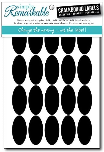 Reusable Chalk Labels - 60 Oval Shape 2" x 1" Adhesive Chalkboard Stickers