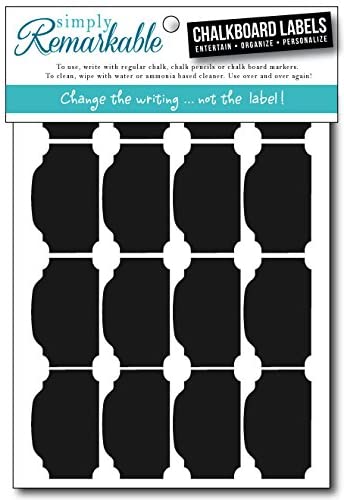 Reusable Chalk Labels - 32 Plaque Shape 2" x 1.25" Chalkboard Stickers Wipe Clean and Reuse Organizing, Decorating, Crafts, Personalized Hostess Gifts, Wedding and Party Favors