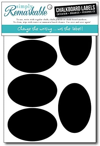 Reusable Chalk Labels - 12 Oval Shape 3" x 1.5" Chalkboard Stickers Wipe Clean and Reuse Organizing, Decorating, Crafts, Personalized Hostess Gifts, Wedding and Party Favors