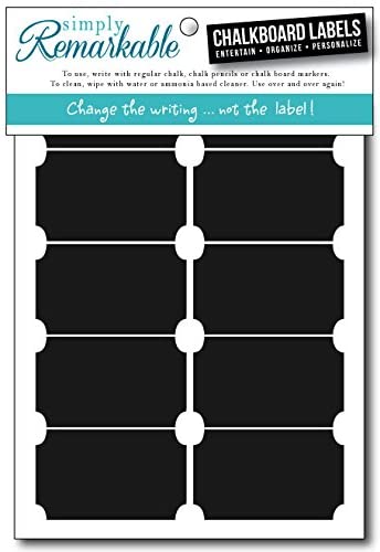 Reusable Chalk Labels - 20 Ticket Shape 2.5" x 1.25" Chalkboard Stickers Wipe Clean and Reuse Organizing, Decorating, Crafts, Personalized Hostess Gifts, Wedding and Party Favors