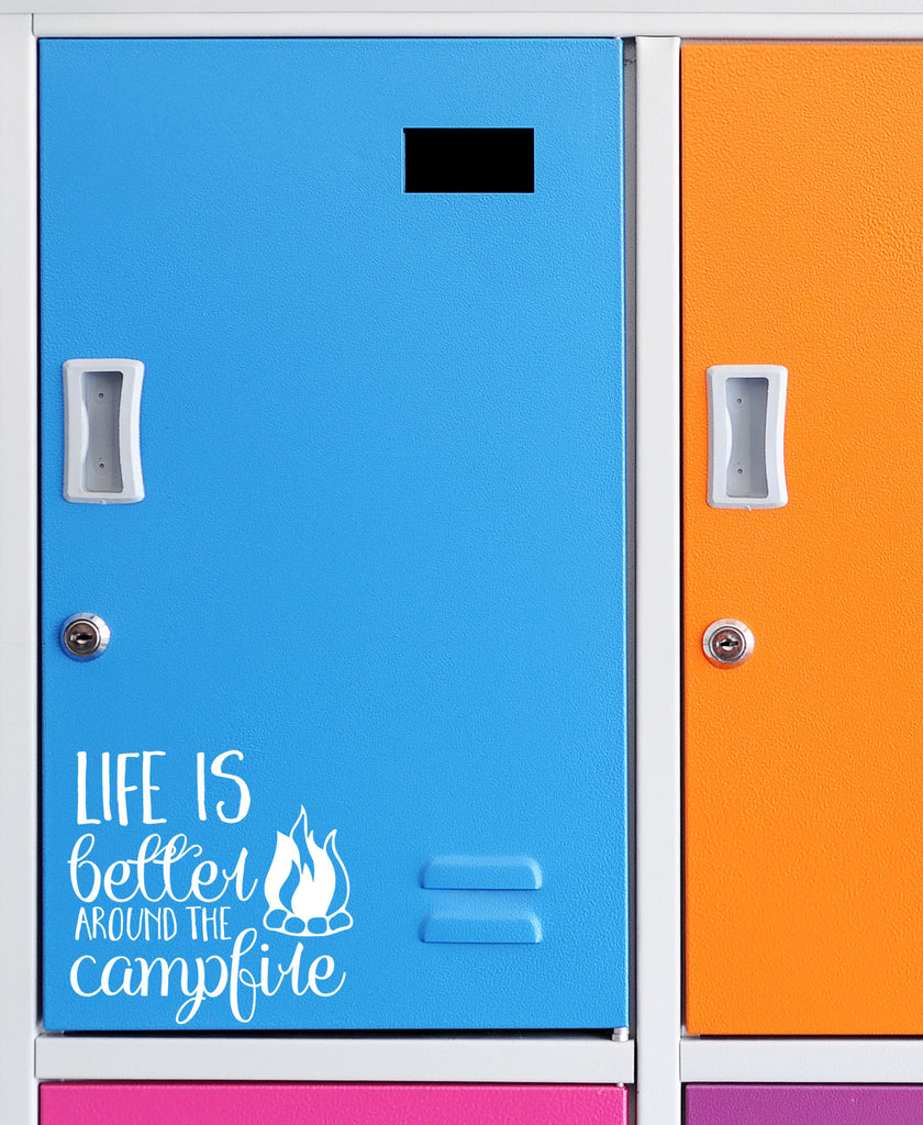 Life is Better Around The Campfire | 5.2" x 5" Vinyl Sticker | Peel and Stick Inspirational Motivational Quotes Stickers Gift | Decal for Outdoors/Nature Camping Lovers